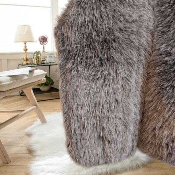 VINTAGE LORI WEIDNER SILVER GREY FAUR FUR VEST SUEDE BACK FAUX FOX HAIR - Picture 8 of 16